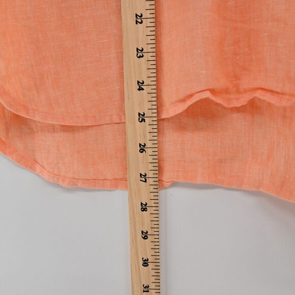 J CREW Top Womens Size 0 Orange Baird Mcnutt Irish Linen Boxy Pocket Blouse - Picture 11 of 13